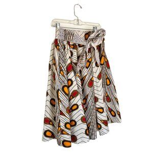Gorgeous Full Circle Skirt with Art Deco Peacock Pattern, Size Large